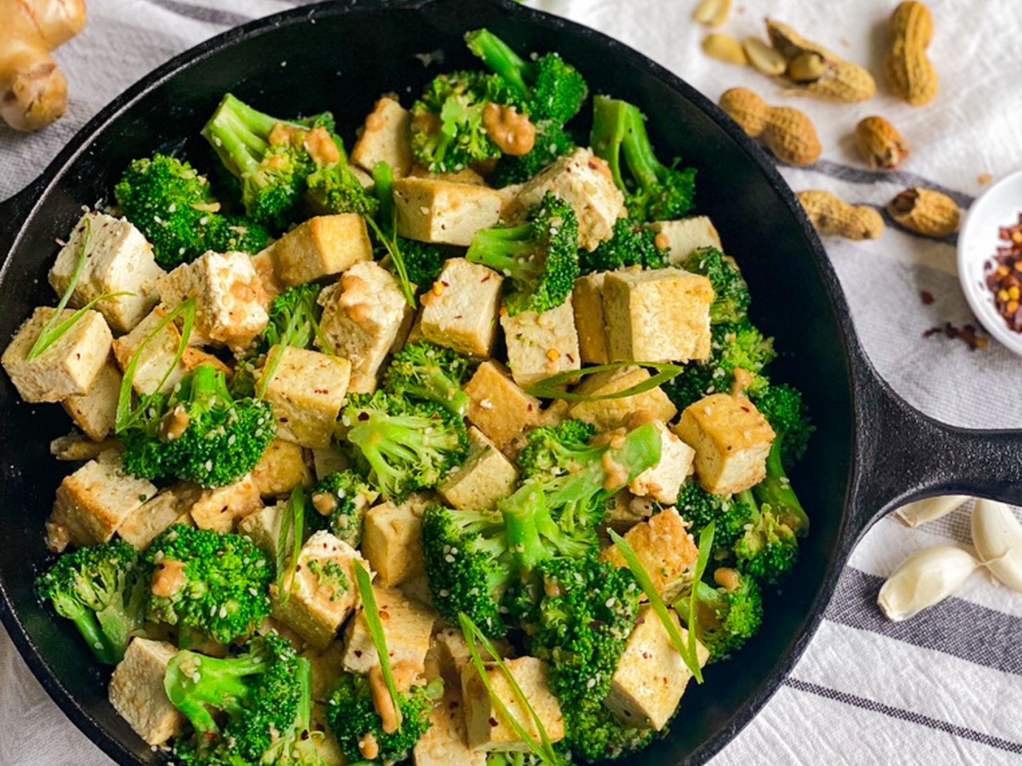 Broccoli & Tofu StirFry with Spicy Peanut Sauce Veggiecurean