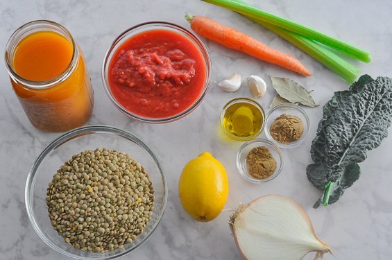 Ingredients needed for Freezer-Friendly Lentil Soup