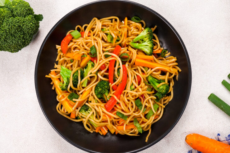 Vegetable Ramen Noodles Served in a Bowl