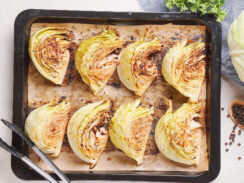 Over Roasted Cabbage with Mustard Sauce