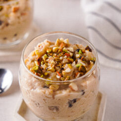 Vegan Kheer Pudding in Clear Glass