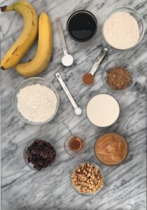Ingredients to make vegan banana bread
