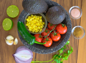 Ingredients for making best guacamole