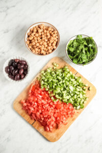 Ingredients for DELICIOUS & EASY GREEK CHICKPEA SALAD RECIPE