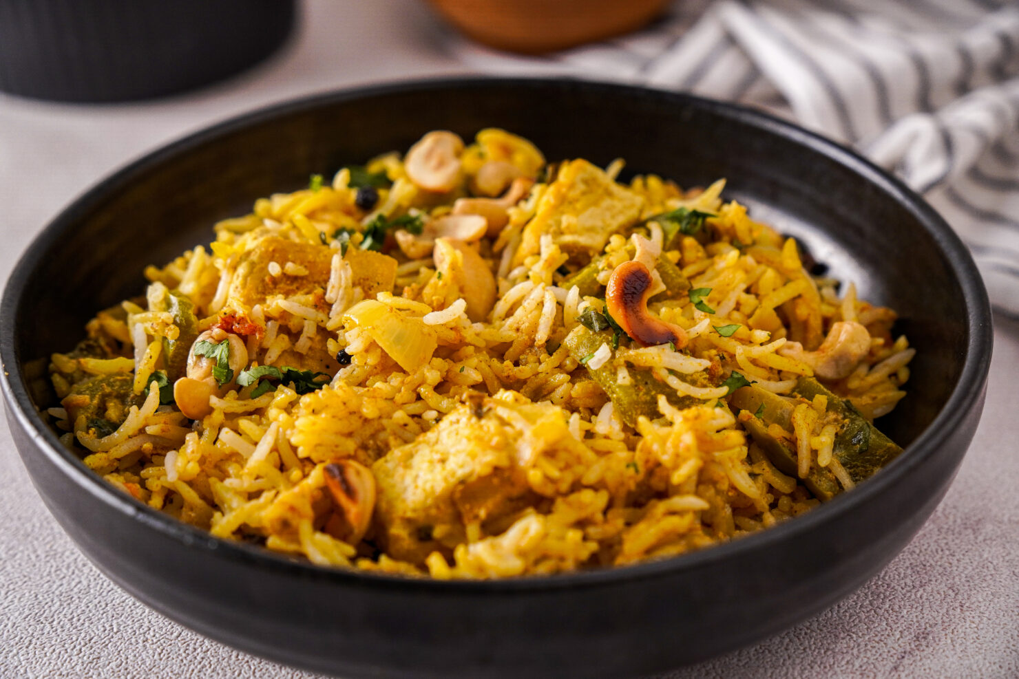 Delhi Style Paneer Biryani with Chutney - Veggiecurean