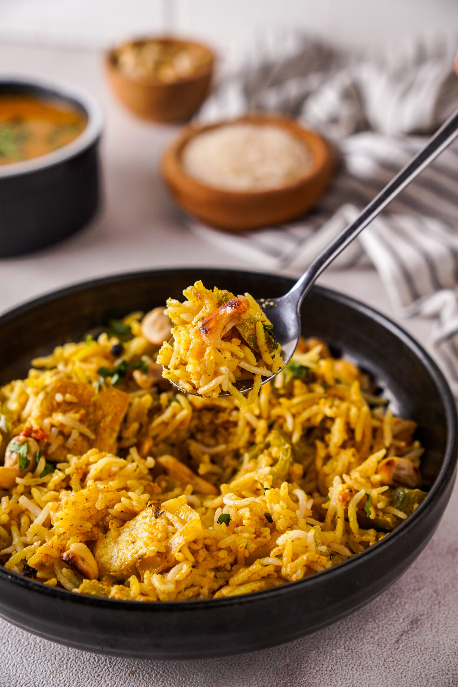 Delhi Style Paneer Biryani with Chutney - Veggiecurean