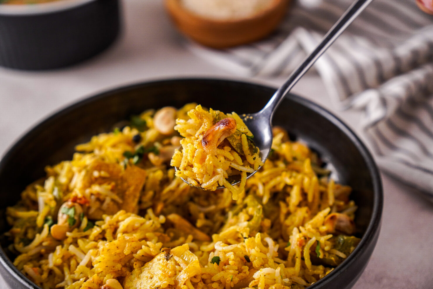 Delhi Style Paneer Biryani with Chutney - Veggiecurean